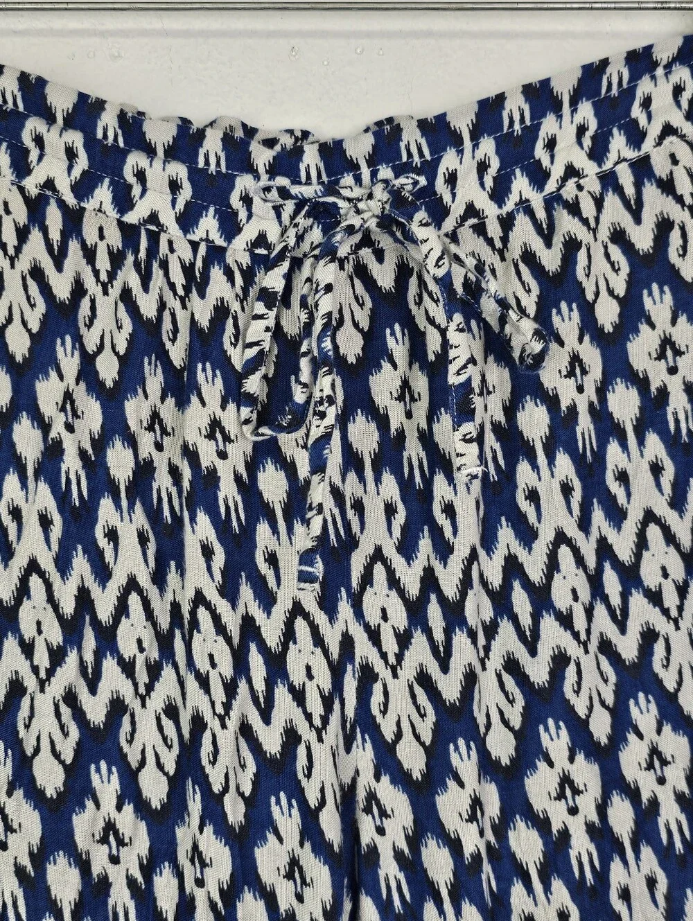 beachlunchlounge Swim Cover Up Pants Blue Cream Ikat Print Sz L Beach Pool Boho